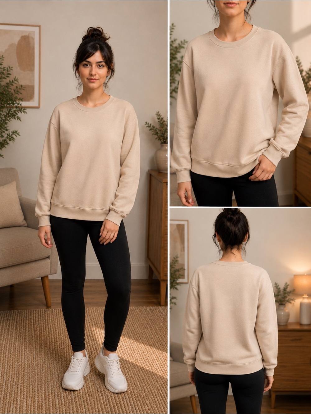 Mondetta Cozy Crewneck Sweatshirt in Beige